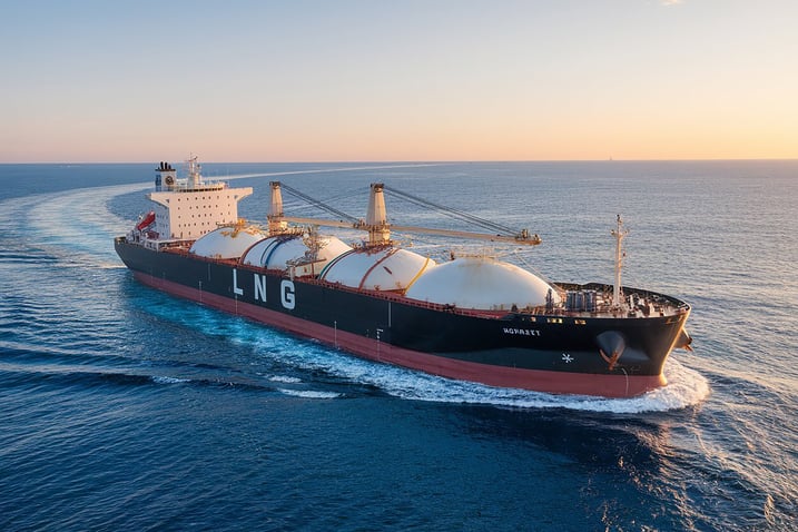LNG vessel crossing ocean