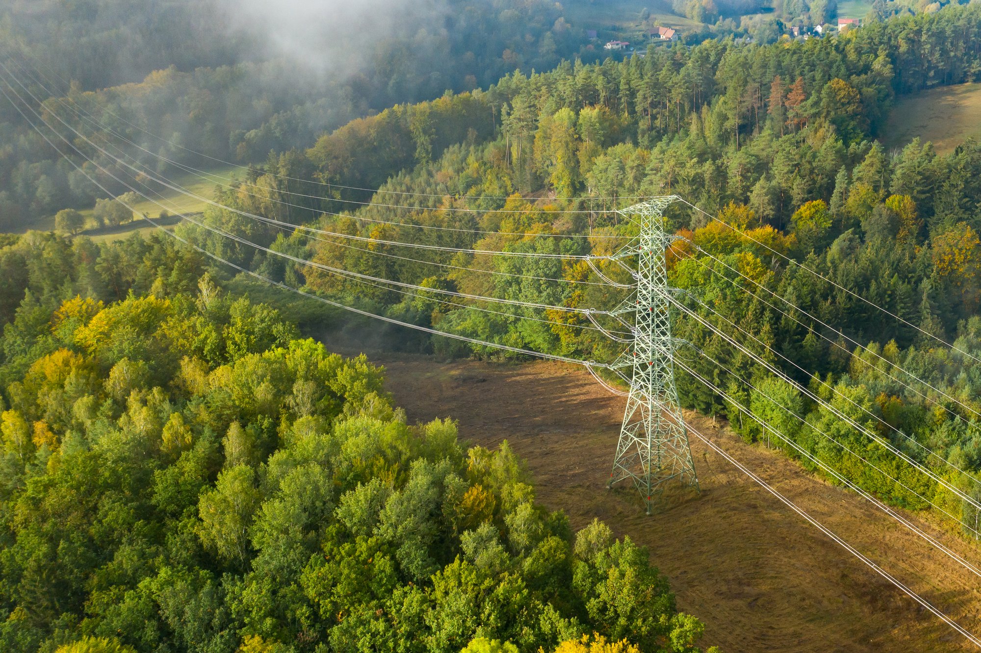 Transmission tower carrying power lines